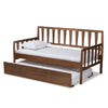 Baxton Studio Midori Modern and Contemporary Transitional Walnut Brown Finished Wood Twin Size Daybed with Roll-Out Trundle Bed