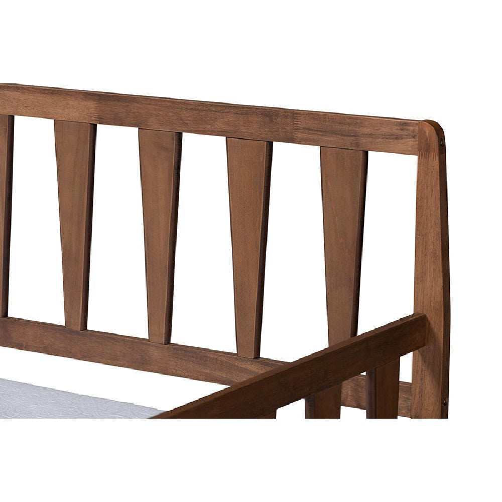 Baxton Studio Midori Modern and Contemporary Transitional Walnut Brown Finished Wood Twin Size Daybed with Roll-Out Trundle Bed