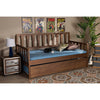 Baxton Studio Midori Modern and Contemporary Transitional Walnut Brown Finished Wood Twin Size Daybed with Roll-Out Trundle Bed