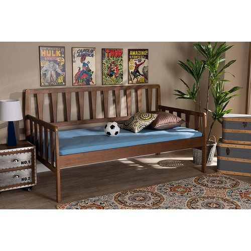 Baxton Studio Midori Modern and Contemporary Transitional Walnut Brown Finished Wood Twin Size Daybed