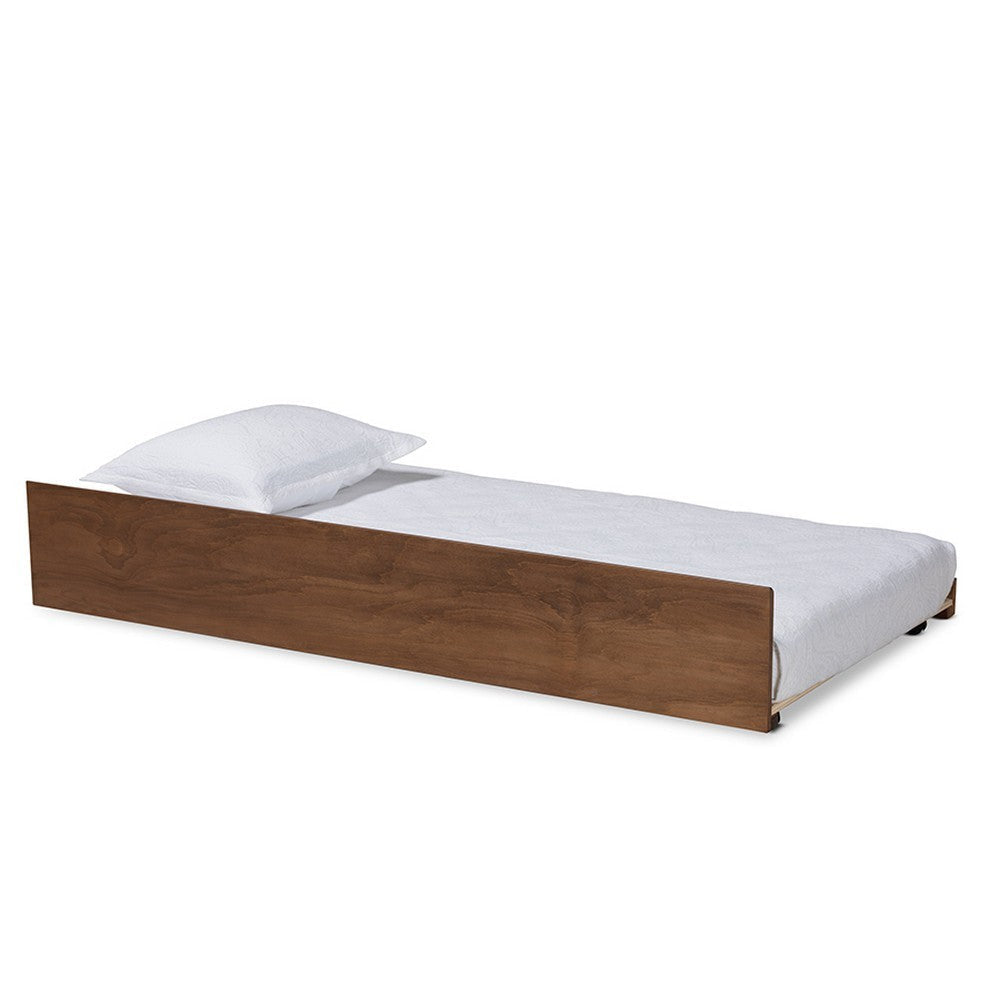 Baxton Studio Midori Modern and Contemporary Transitional Walnut Brown Finished Wood Twin Size Trundle Bed WHI-MG0046-1-Walnut-Trundle