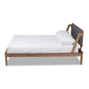 Baxton Studio Helsa Mid-Century Modern Dark Grey Fabric Upholstered and Walnut Finished Full Size Platform Bed
