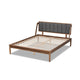 Baxton Studio Helsa Mid-Century Modern Dark Grey Fabric Upholstered and Walnut Finished Full Size Platform Bed