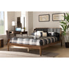 Baxton Studio Helsa Mid-Century Modern Dark Grey Fabric Upholstered and Walnut Finished Full Size Platform Bed