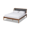 Baxton Studio Helsa Mid-Century Modern Dark Grey Fabric Upholstered and Walnut Finished Full Size Platform Bed