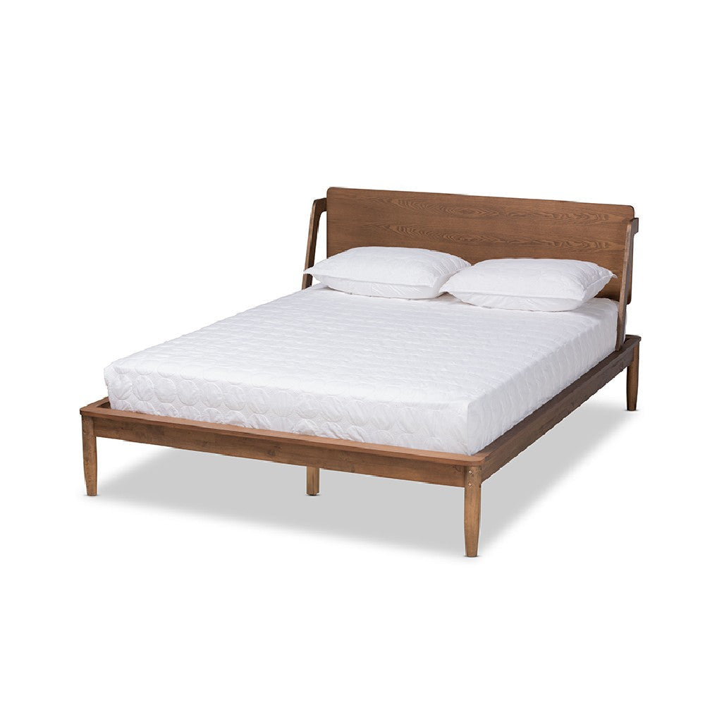 Baxton Studio Sadler Mid-Century Modern Ash Walnut Brown Finished Wood Full Size Platform Bed WHI-MG0047-9-Ash-Walnut-Full