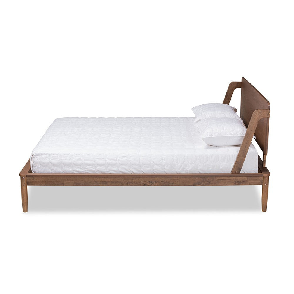 Baxton Studio Sadler Mid-Century Modern Ash Walnut Brown Finished Wood Full Size Platform Bed WHI-MG0047-9-Ash-Walnut-Full