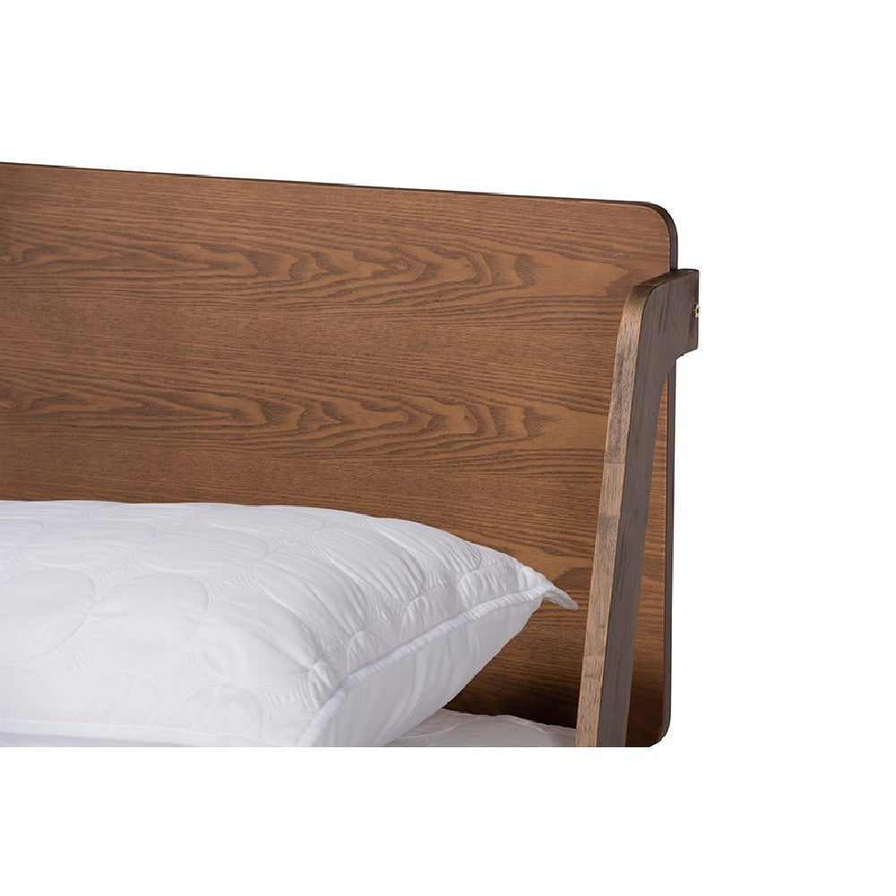 Baxton Studio Sadler Mid-Century Modern Ash Walnut Brown Finished Wood Full Size Platform Bed WHI-MG0047-9-Ash-Walnut-Full