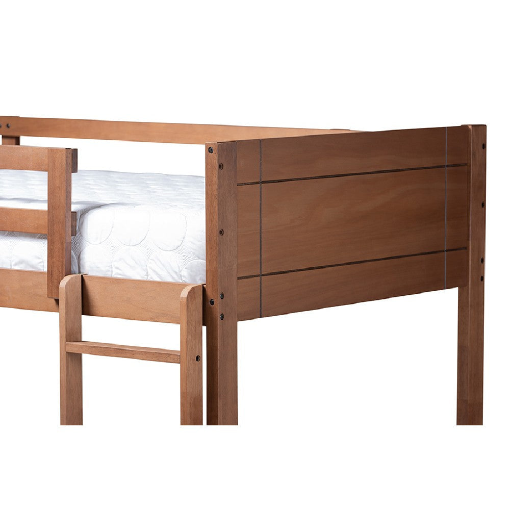 Baxton Studio Elsie Modern and Contemporary Walnut Brown Finished Wood Twin Size Bunk Bed WHI-MG0051-Walnut-Twin-Bunk-Bed