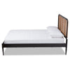 Baxton Studio Elston Mid-Century Modern Charcoal Finished Wood and Synthetic Rattan Queen Size Platform Bed