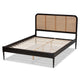 Baxton Studio Elston Mid-Century Modern Charcoal Finished Wood and Synthetic Rattan Queen Size Platform Bed