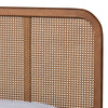 Baxton Studio Elston Mid-Century Modern Walnut Brown Finished Wood and Synthetic Rattan Queen Size Platform Bed