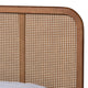 Baxton Studio Elston Mid-Century Modern Walnut Brown Finished Wood and Synthetic Rattan Queen Size Platform Bed