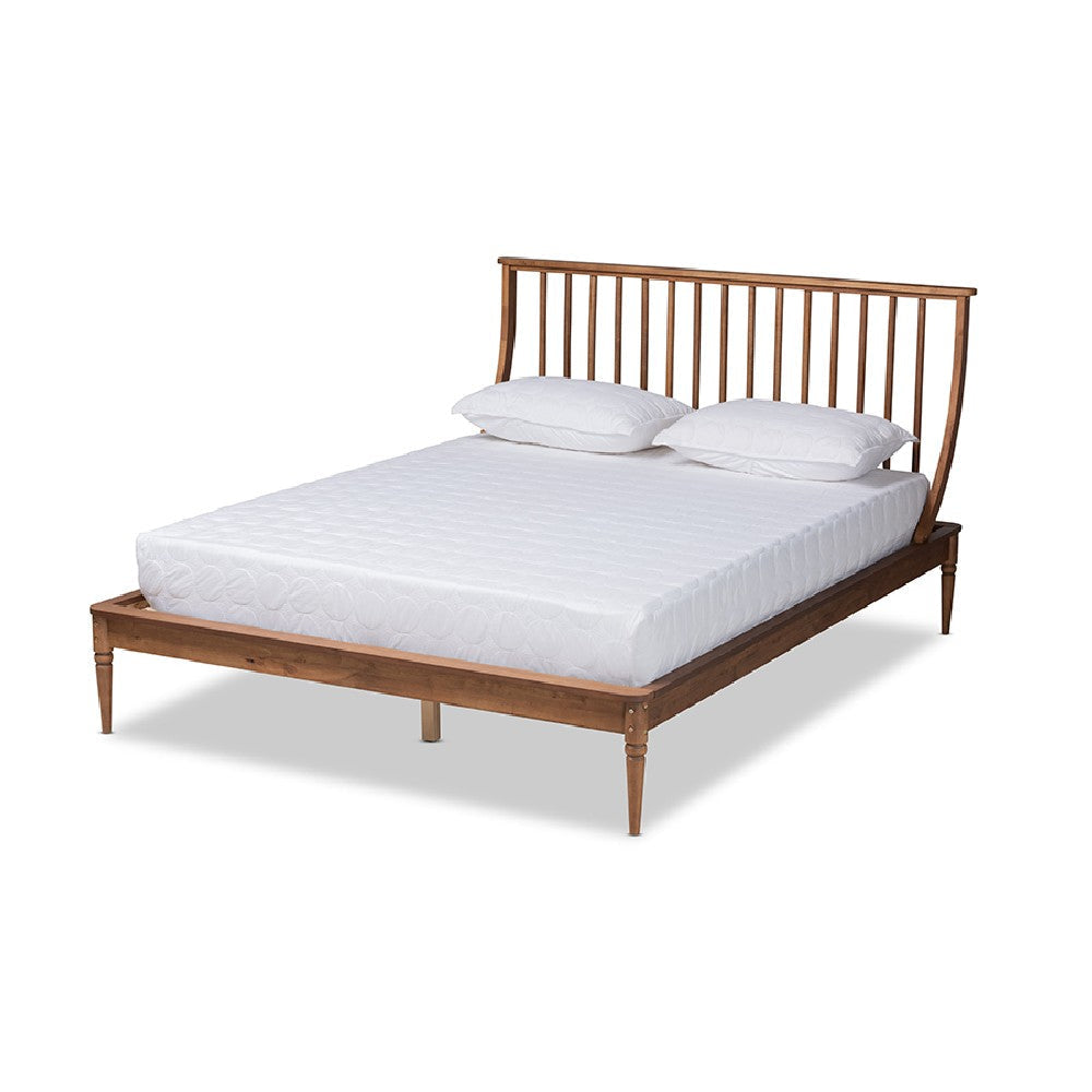 Baxton Studio Abel Classic and Traditional Transitional Walnut Brown Finished Wood Full Size Platform Bed WHI-MG0064-Walnut-Full