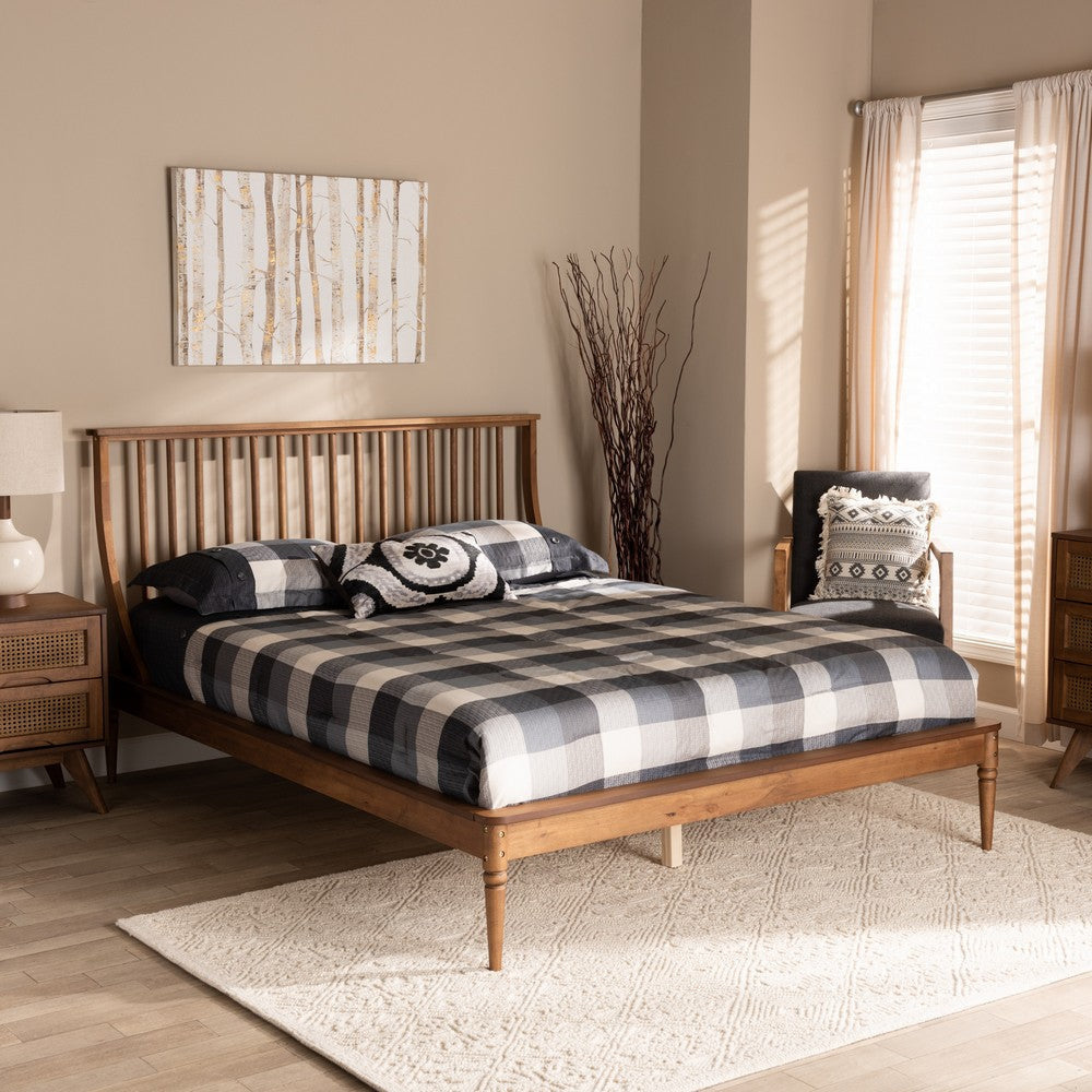Baxton Studio Abel Classic and Traditional Transitional Walnut Brown Finished Wood King Size Platform Bed WHI-MG0064-Walnut-King