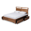 Baxton Studio Saffron Modern and Contemporary Walnut Brown Finished Wood Full Size 4-Drawer Platform Storage Bed
