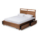 Baxton Studio Saffron Modern and Contemporary Walnut Brown Finished Wood Full Size 4-Drawer Platform Storage Bed