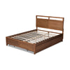 Baxton Studio Saffron Modern and Contemporary Walnut Brown Finished Wood Full Size 4-Drawer Platform Storage Bed