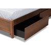 Baxton Studio Saffron Modern and Contemporary Walnut Brown Finished Wood Full Size 4-Drawer Platform Storage Bed