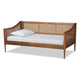 Baxton Studio Ogden Mid-Century Modern Walnut Brown Finished Wood and Synthetic Rattan Twin Size Daybed WHI-MG0074-Rattan-Walnut-Daybed