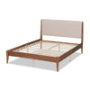 Baxton Studio Lenora Mid-Century Modern Beige Fabric Upholstered and Walnut Brown Finished Wood Full Size Platform Bed