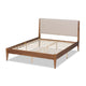 Baxton Studio Lenora Mid-Century Modern Beige Fabric Upholstered and Walnut Brown Finished Wood Full Size Platform Bed