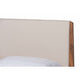 Baxton Studio Lenora Mid-Century Modern Beige Fabric Upholstered and Walnut Brown Finished Wood Full Size Platform Bed