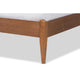 Baxton Studio Lenora Mid-Century Modern Beige Fabric Upholstered and Walnut Brown Finished Wood Full Size Platform Bed