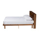 Baxton Studio Lochlan Mid-Century Modern Transitional Walnut Brown Finished Wood Full Size Platform Bed with Charging Station