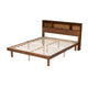 Baxton Studio Lochlan Mid-Century Modern Transitional Walnut Brown Finished Wood Full Size Platform Bed with Charging Station