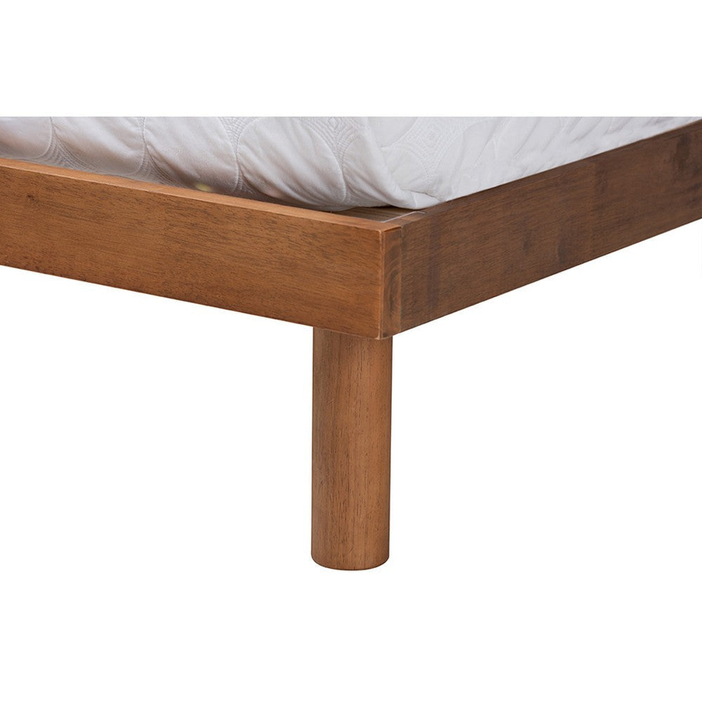 Baxton Studio Lochlan Mid-Century Modern Transitional Walnut Brown Finished Wood Full Size Platform Bed with Charging Station