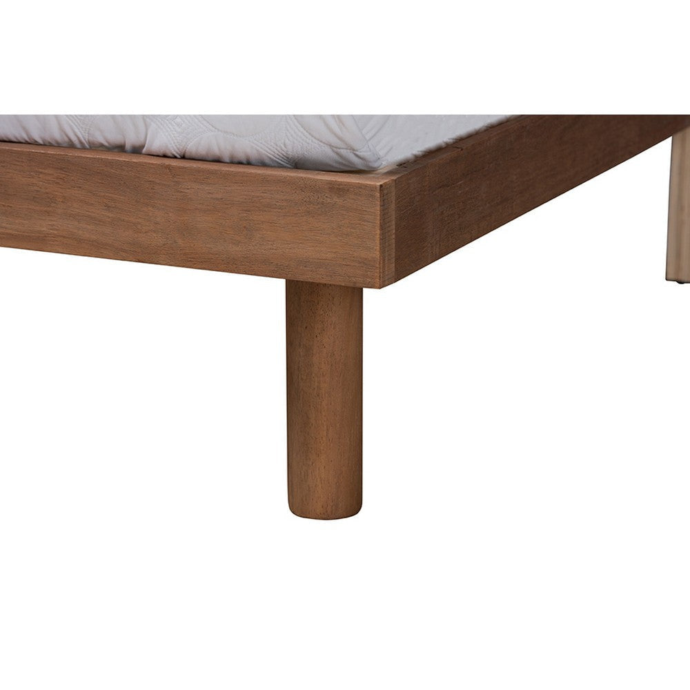 Baxton Studio Decker Mid-Century Modern Transitional Walnut Brown Finished Wood Full Size Platform Bed with Charging Station