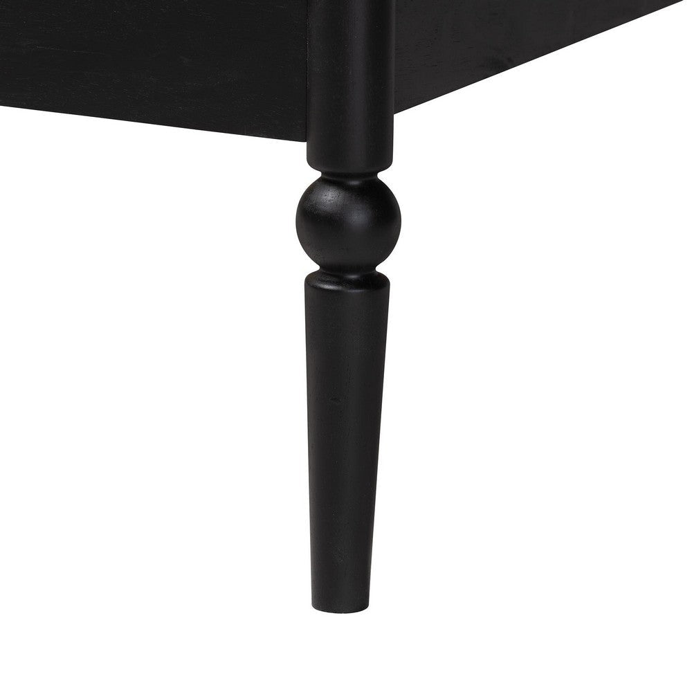Baxton Studio Lucera Mid-Century Black Full Size Bobbin Bed WHI-MG0110-4-Black-Full