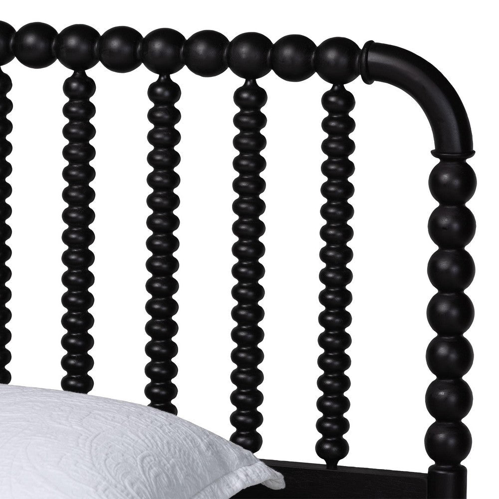 Baxton Studio Lucera Mid-Century Black Twin Size Bobbin Bed WHI-MG0110-4-Black-Twin