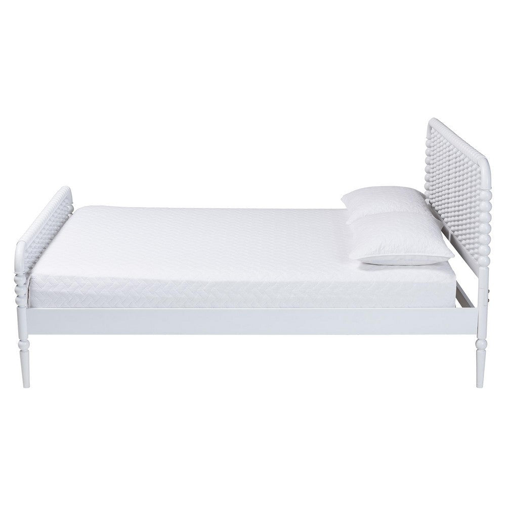 Baxton Studio Lucera Mid-Century White Full Size Bobbin Bed WHI-MG0110-4-White-Full