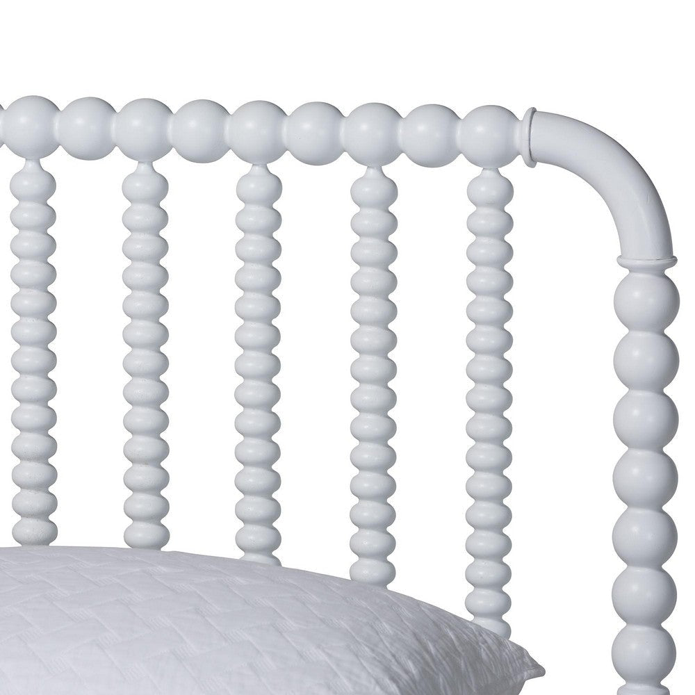 Baxton Studio Lucera Mid-Century White Full Size Bobbin Bed WHI-MG0110-4-White-Full