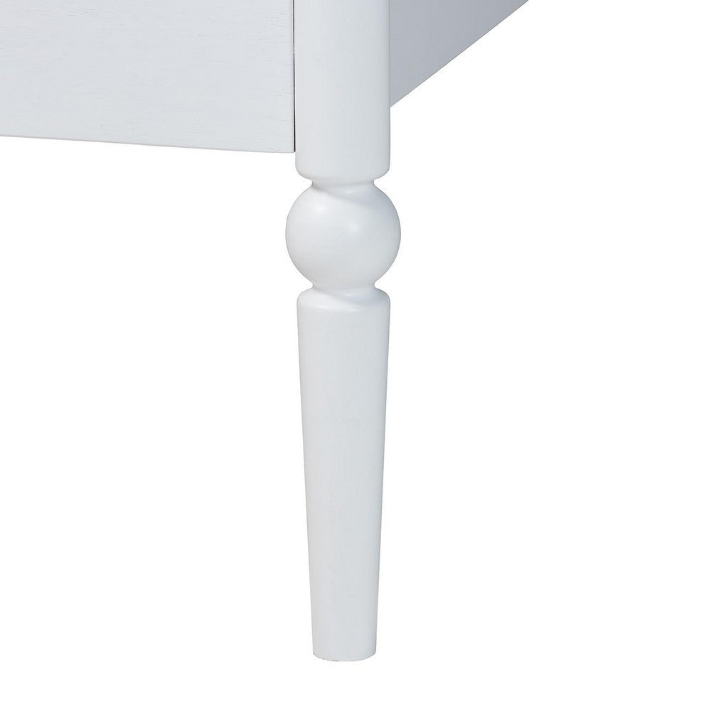Baxton Studio Lucera Mid-Century White Full Size Bobbin Bed WHI-MG0110-4-White-Full