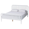 Baxton Studio Lucera Mid-Century White Queen Size Bobbin Bed WHI-MG0110-4-White-Queen