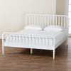 Baxton Studio Lucera Mid-Century White Queen Size Bobbin Bed
