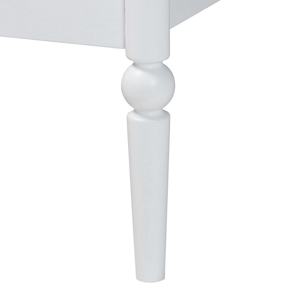 Baxton Studio Lucera Mid-Century White Twin Size Bobbin Bed WHI-MG0110-4-White-Twin