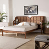 Baxton Studio Cascadia Mid-Century Modern Walnut Brown Wood King Size Wingback Platform Bed WHI-MG0225-Walnut-King