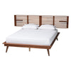 Baxton Studio Elvina Mid-Century Transitional Ash Walnut Wood Queen Size Platform Bed with Built-In Shelves WHI-MG0228-AshWalnut-Queen