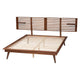 Baxton Studio Elvina Mid-Century Transitional Ash Walnut Wood Queen Size Platform Bed with Built-In Shelves WHI-MG0228-AshWalnut-Queen