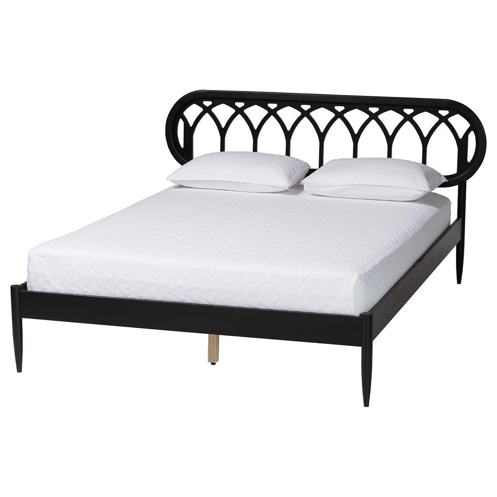 Baxton Studio Florica Art Deco Black Wood Queen Platform Bed WHI-MG0240-1-Black-Queen