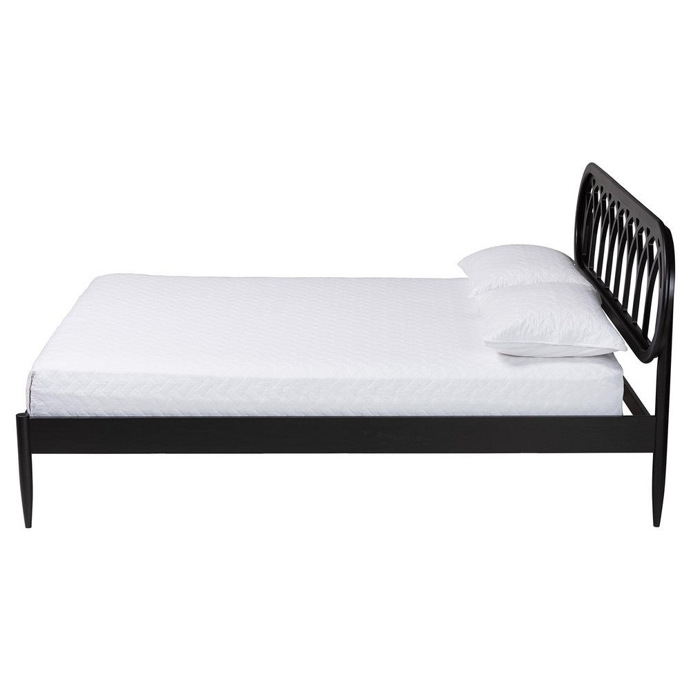 Baxton Studio Florica Art Deco Black Wood Queen Platform Bed WHI-MG0240-1-Black-Queen