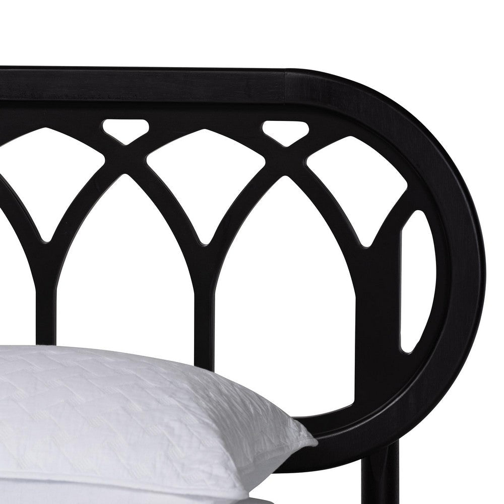 Baxton Studio Florica Art Deco Black Wood Queen Platform Bed WHI-MG0240-1-Black-Queen