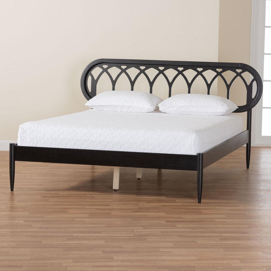 Baxton Studio Florica Art Deco Black Wood Queen Platform Bed