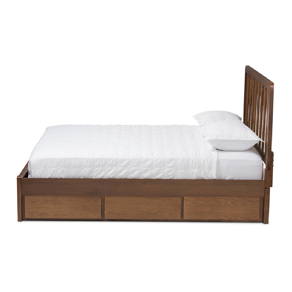 Baxton Studio Raurey Modern and Contemporary Walnut Finished Queen Size Storage Platform Bed WHI-MG5110-Walnut-Queen
