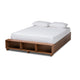Baxton Studio Arthur Modern Rustic Ash Walnut Brown Finished Wood Full Size Platform Bed with Built-In Shelves