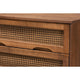 Baxton Studio Barrett Mid-Century Modern Walnut Brown Finished Wood and Synthetic Rattan 4-Drawer Chest WHI-MG9001-Rattan-4DW-Chest